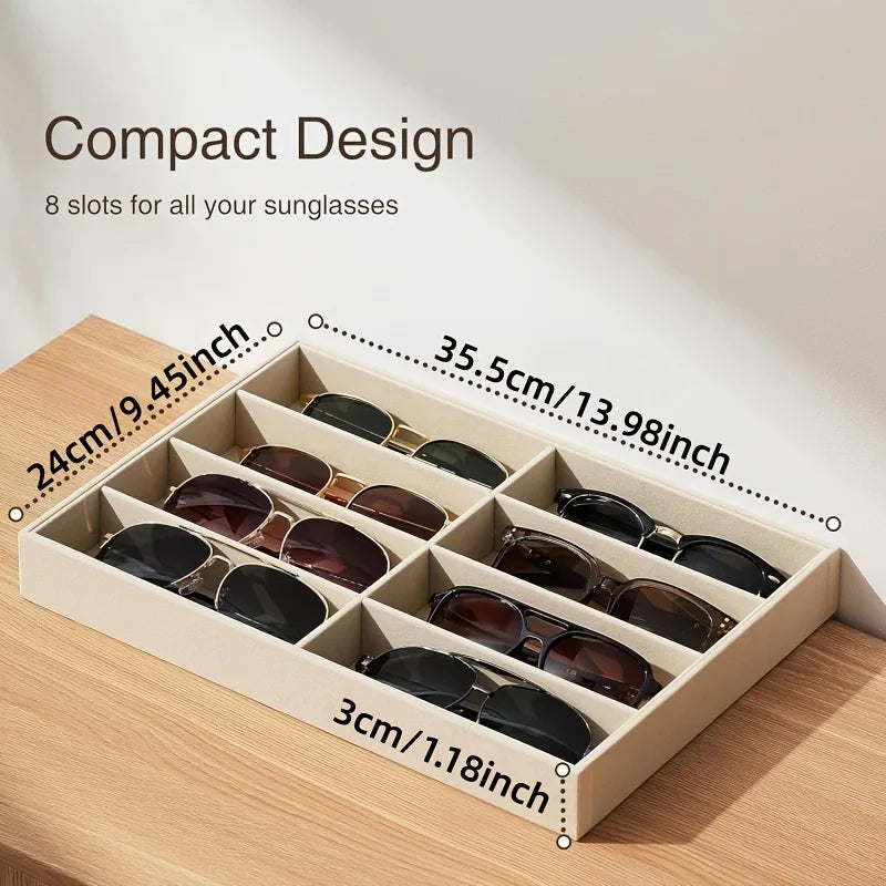 Organisateur de lunettes en velours, présentoir 8 compartiments