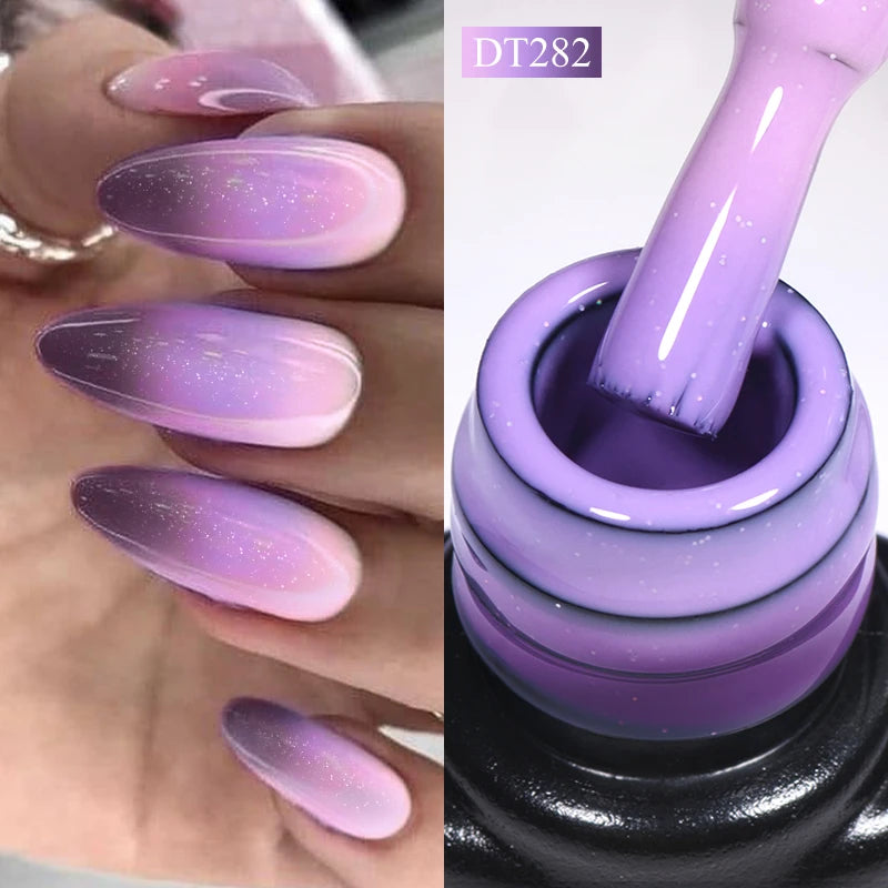 MEET ACROSS 7ml Eggshell Thermal Gel Nail Polish Temperature Changing Gradient Nail Art Varnish Winter Soak Off Gel For Nails
