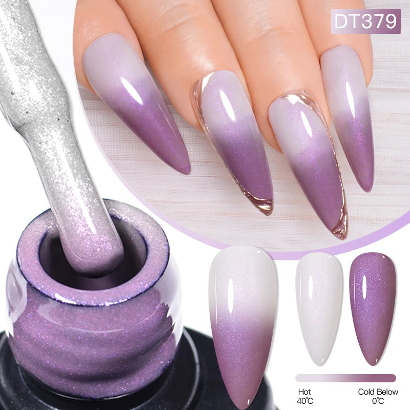 MEET ACROSS 7ml Eggshell Thermal Gel Nail Polish Temperature Changing Gradient Nail Art Varnish Winter Soak Off Gel For Nails