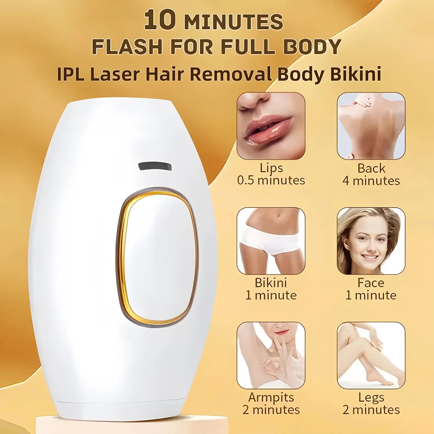 Épilateur IPL Pro, Lisse et doux, 500 000 flashs - Visage, corp et bikini