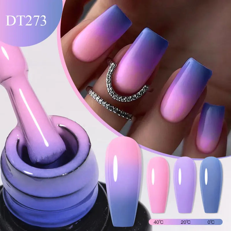 MEET ACROSS 7ml Eggshell Thermal Gel Nail Polish Temperature Changing Gradient Nail Art Varnish Winter Soak Off Gel For Nails